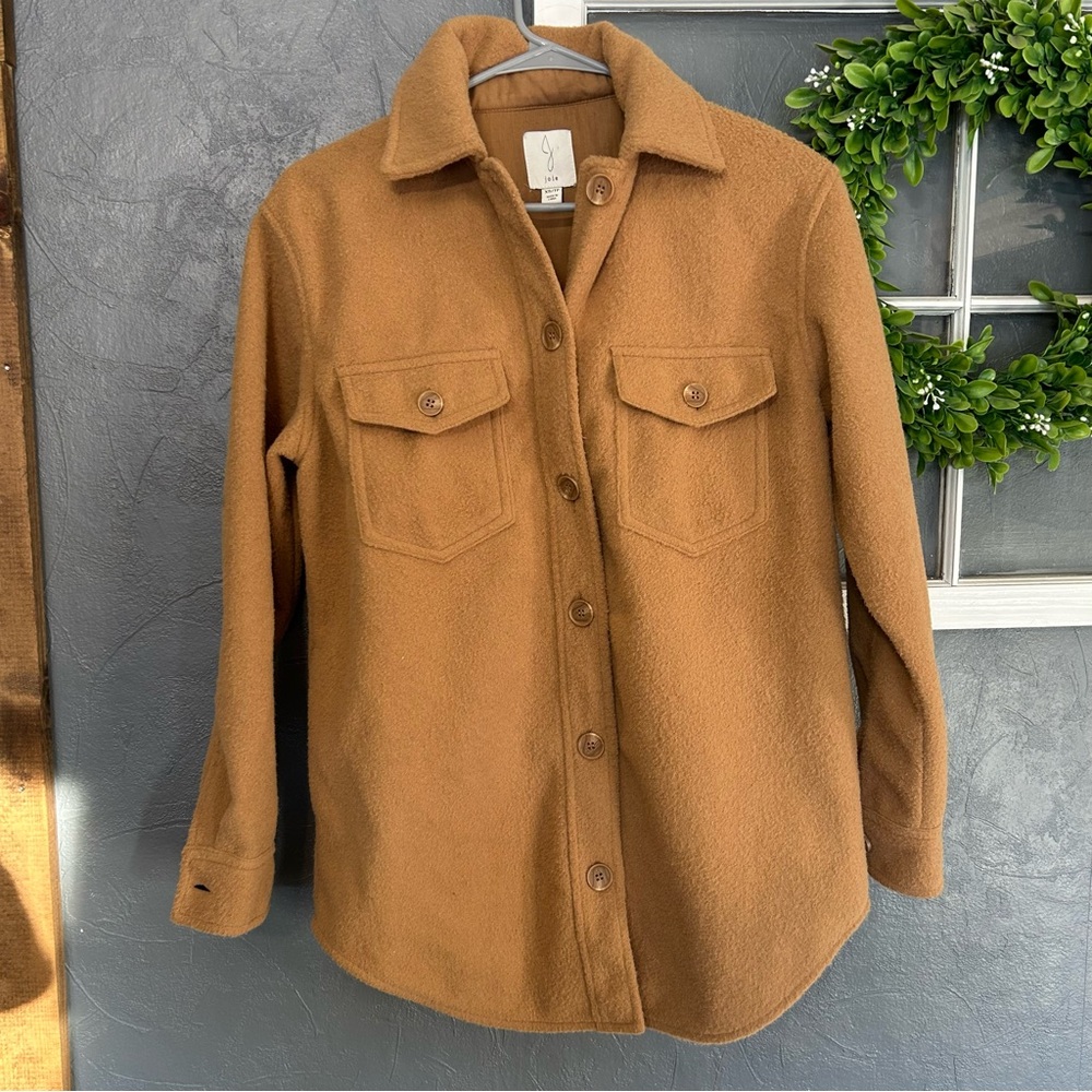 Joie Tan Button-Up Wool shacket Jacket women's XS